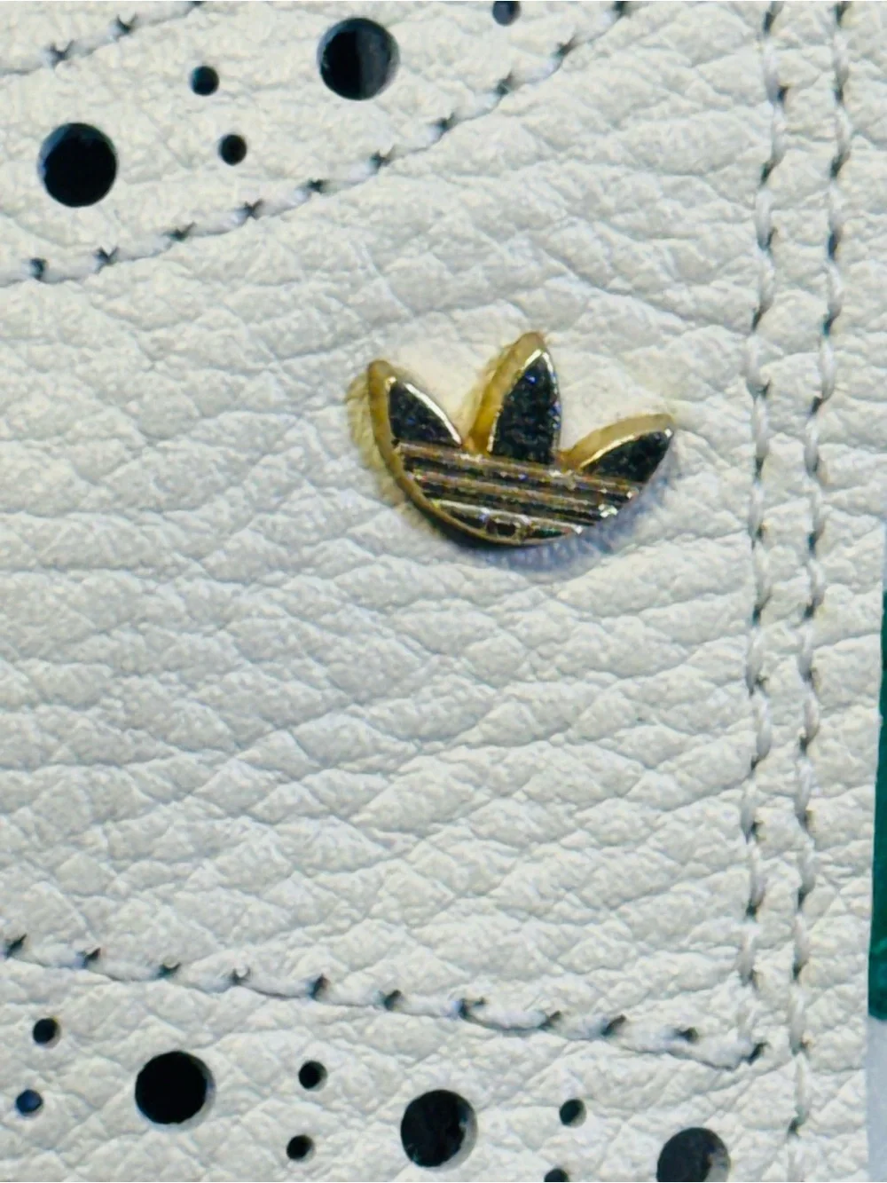 adidas White & Green Leather Golf Sneakers
